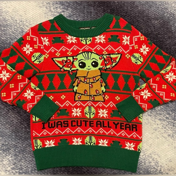Disney Shirts & Tops 3t Disneys Baby Yoda Christmas Sweater Poshmark